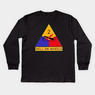 2nd Armored Division - Hell on Wheels Patch Kids Long Sleeve T-Shirt